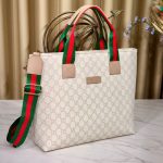 Women's GG Striped Canvas Tote Bag