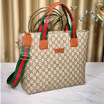 Women's GG Striped Canvas Tote Bag